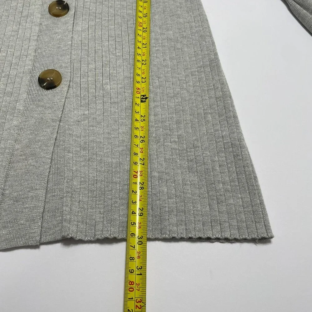 Cardigan Sweater Womens Small Gray Ribbed Bell Sleeve Button Up‎ Office Casual